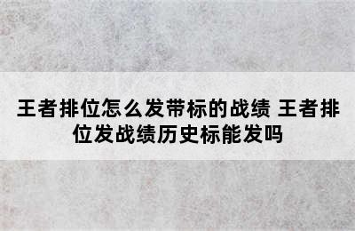 王者排位怎么发带标的战绩 王者排位发战绩历史标能发吗